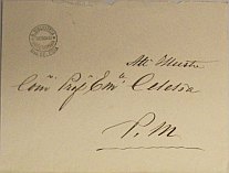 ingrandisce in nuova finestra l'immagine della lettera lettera di S. Canzio a E. Celesia 14 giugno 1883 (busta)