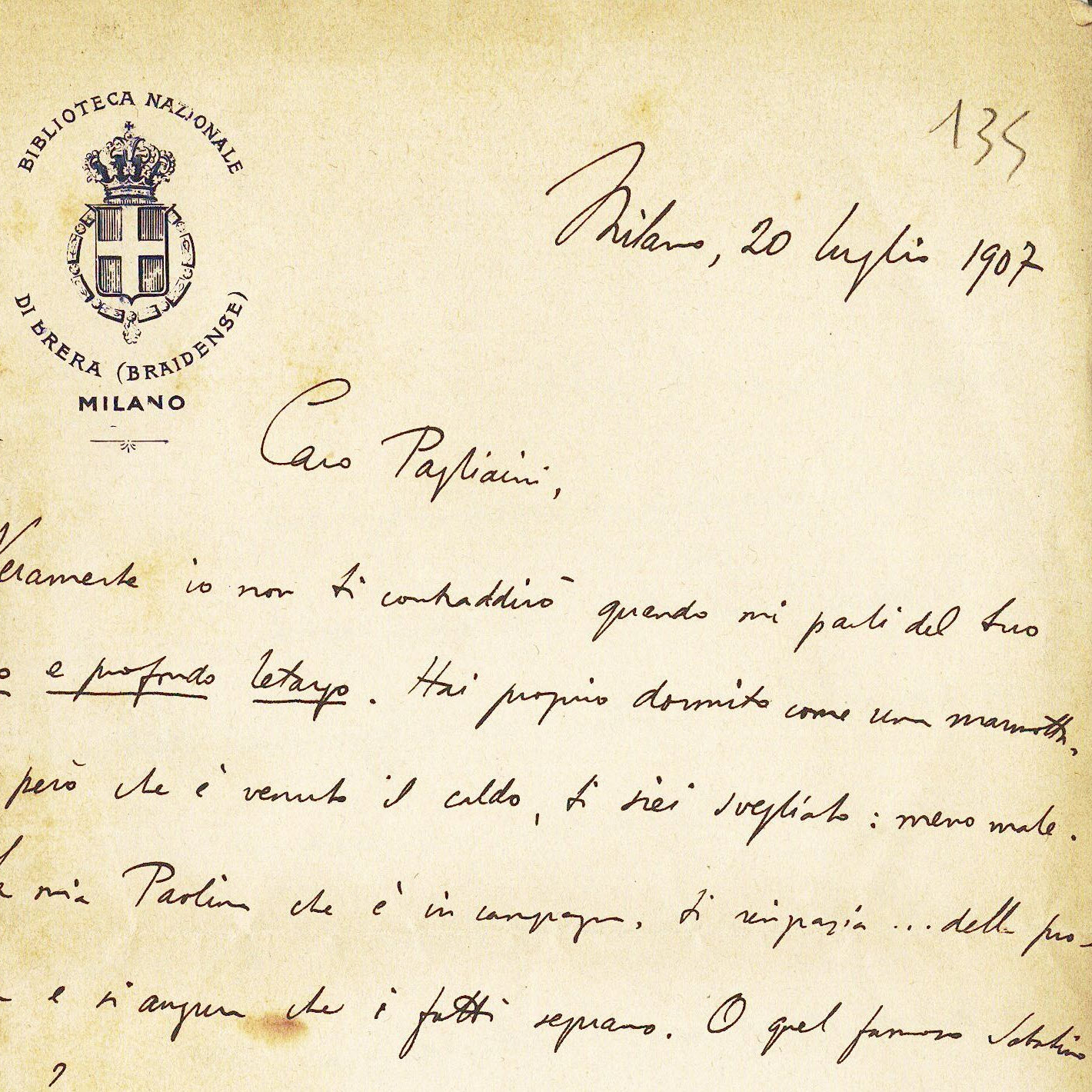 esemplare dalle carte di attilio pagliaini della biblioteca universitaria di genova