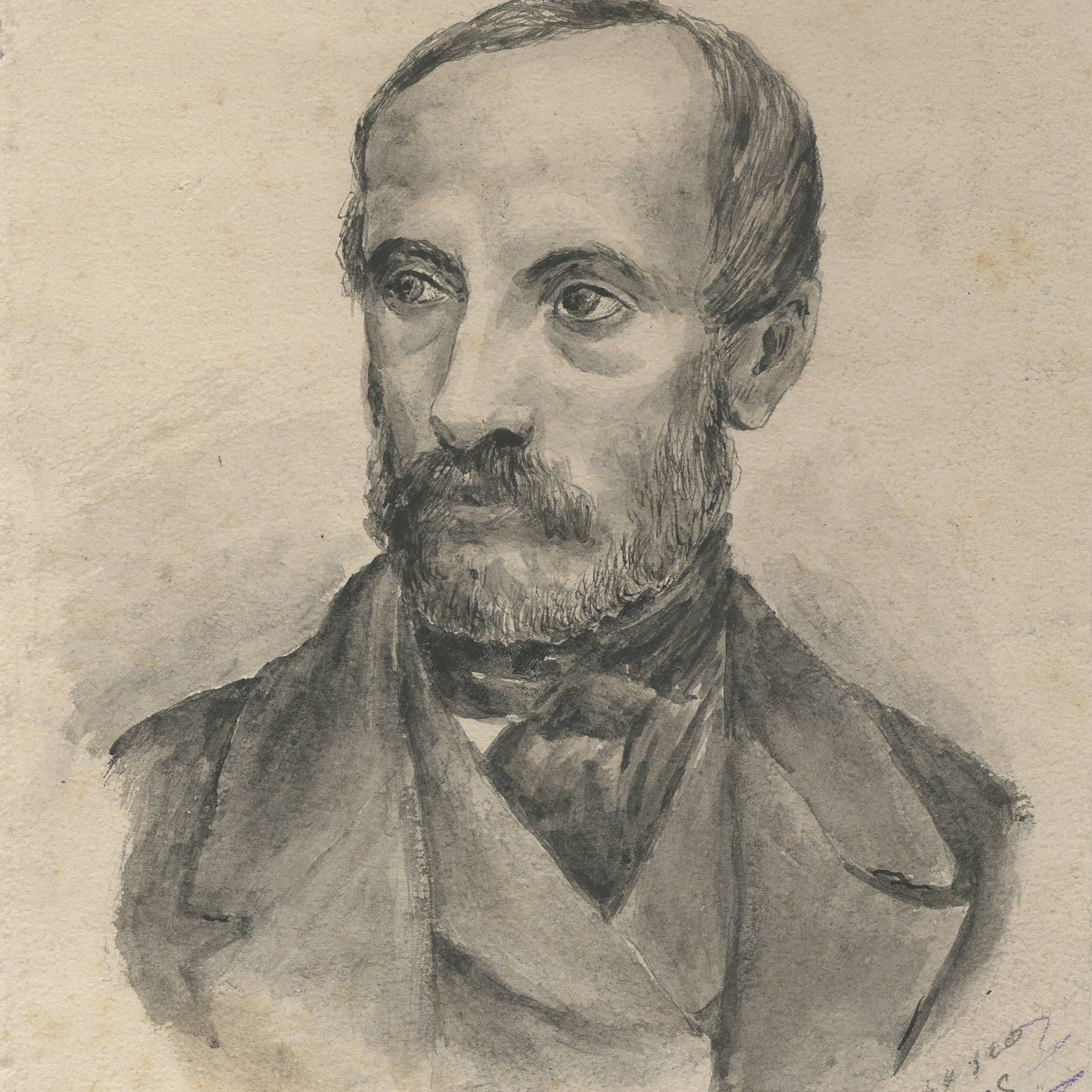 Ferdinando Resasco, autoritrratto ad acquerello, 1875