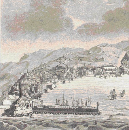 il porto di genova in una incisione conservata alla biblioteca universitaria di genova