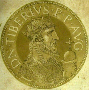 particolare del repertorio goltz con l'imperatore tiberio