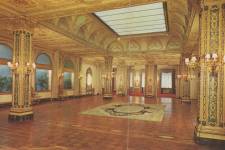 cartolina con l'atrio dell'hotel colombia di genova, sede della biblioteca univeristaria