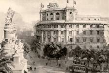 cartolina d'epoca dell'hotel colombia, sede della biblioteca univeristaria di genova