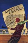 Manifesto pubblicitario dell'hotel colombia di genova, sede della biblioteca universitaria