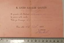 Ammissione al Liceo Galilei conservato alla biblioteca universitaria di genova