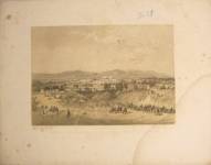 STAMPE I.35  Ferdinando Perrin Lito  C. Perrin Editore Torino  Litografia C. Perrin  Panorama delle brughiere di Galliate  L'esercito piemontese che passa il Ticino