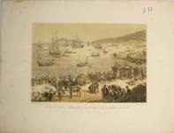 STAMPE I.92  Lit. C. Perrin  C. Perrin Editore Torino  Assedio di Gaeta - Evacuazione del sobborgo di Gaeta durante l'armistizio