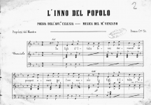 VENZANO, Luigi L'inno del popolo dell'avv.o Celesia. Musica del M.o Venzano. [Genova?], s. e. , [1848?]. - [3] p. 21x32 cm. C e pf. 2.T.IV.2(2)